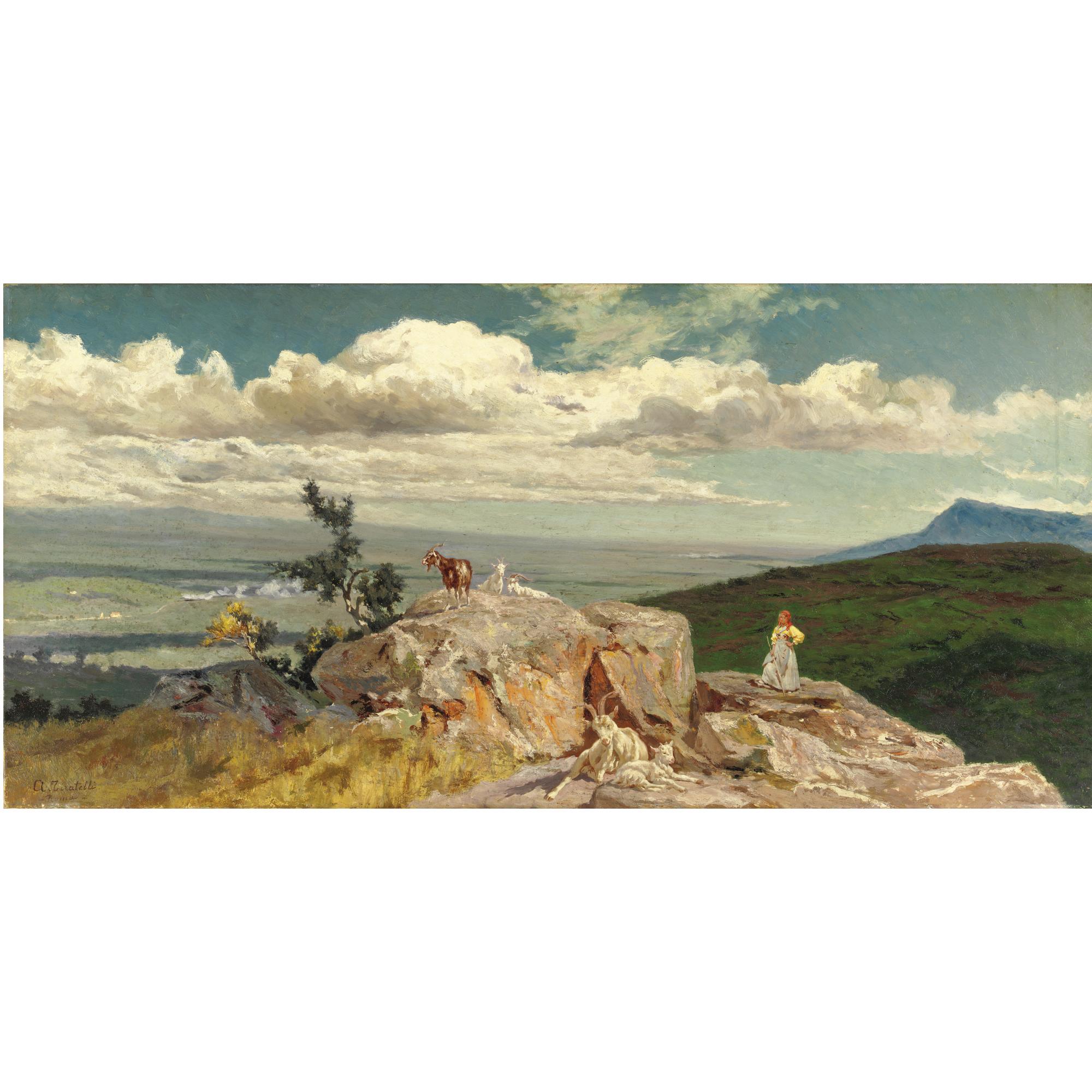 Aurelio Tiratelli - Contadina Con Capre