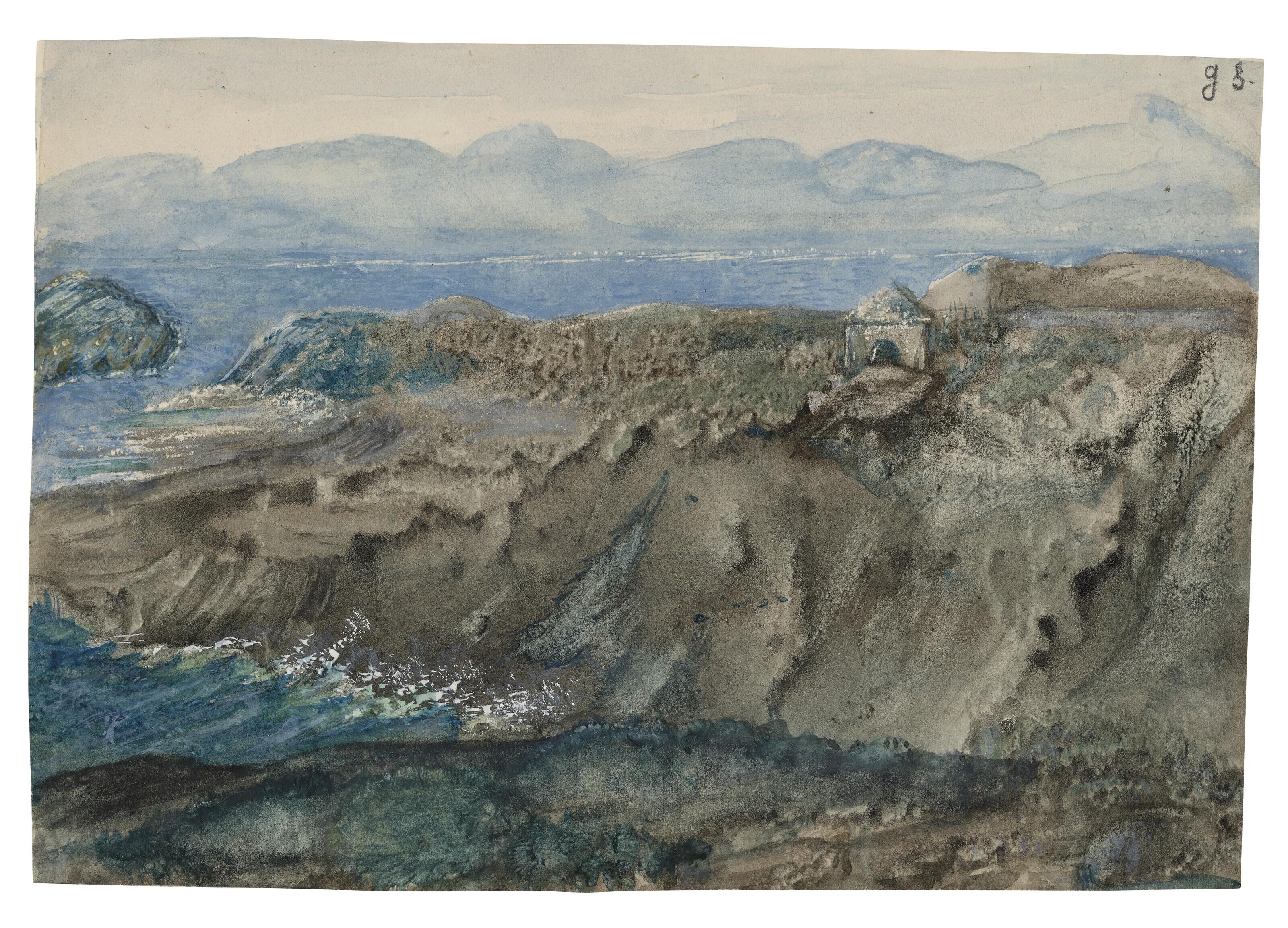 Aurore Amandine Lucile Dupin - Album Oblong Comprenant Cinquante Neuf Dessins Dont Dix Paysages À La Dentrite, Une Photographie Et Une Lithographie. Reliure En Toile Grise, Pièce De Titre De Papier Au Centre Du Premier Plat.