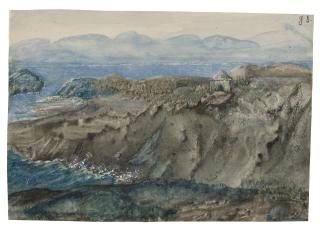 Aurore Amandine Lucile Dupin - Album Oblong Comprenant Cinquante Neuf Dessins Dont Dix Paysages À La Dentrite, Une Photographie Et Une Lithographie. Reliure En Toile Grise, Pièce De Titre De Papier Au Centre Du Premier Plat.