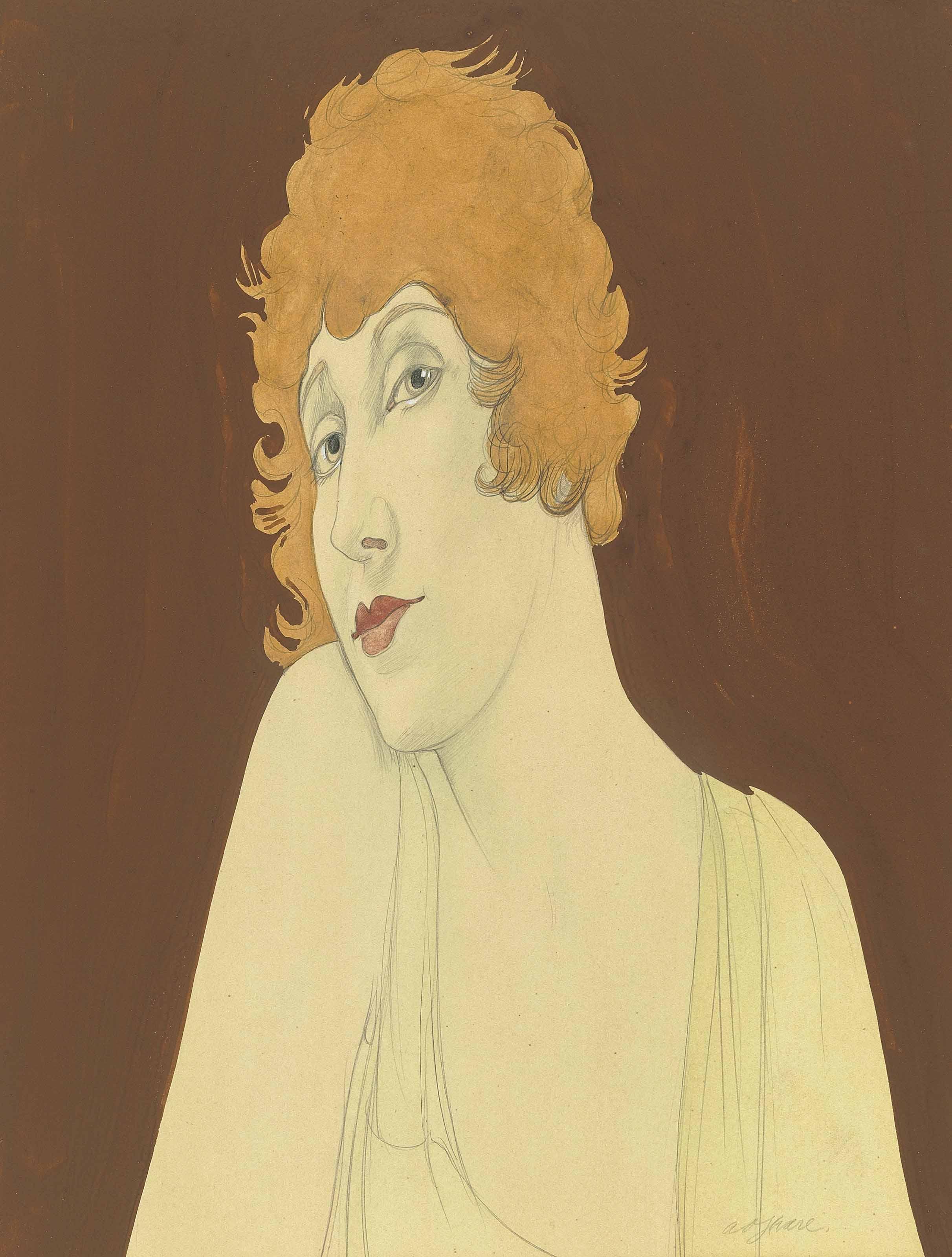 Austin Osman Spare - Portrait of a woman with red hair, \'Coquette\'