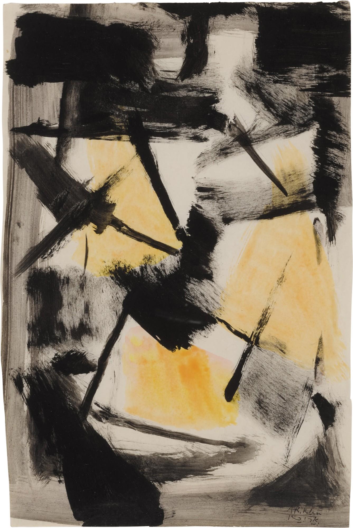 Avigdor Arikha - Composition in Black and Yellow