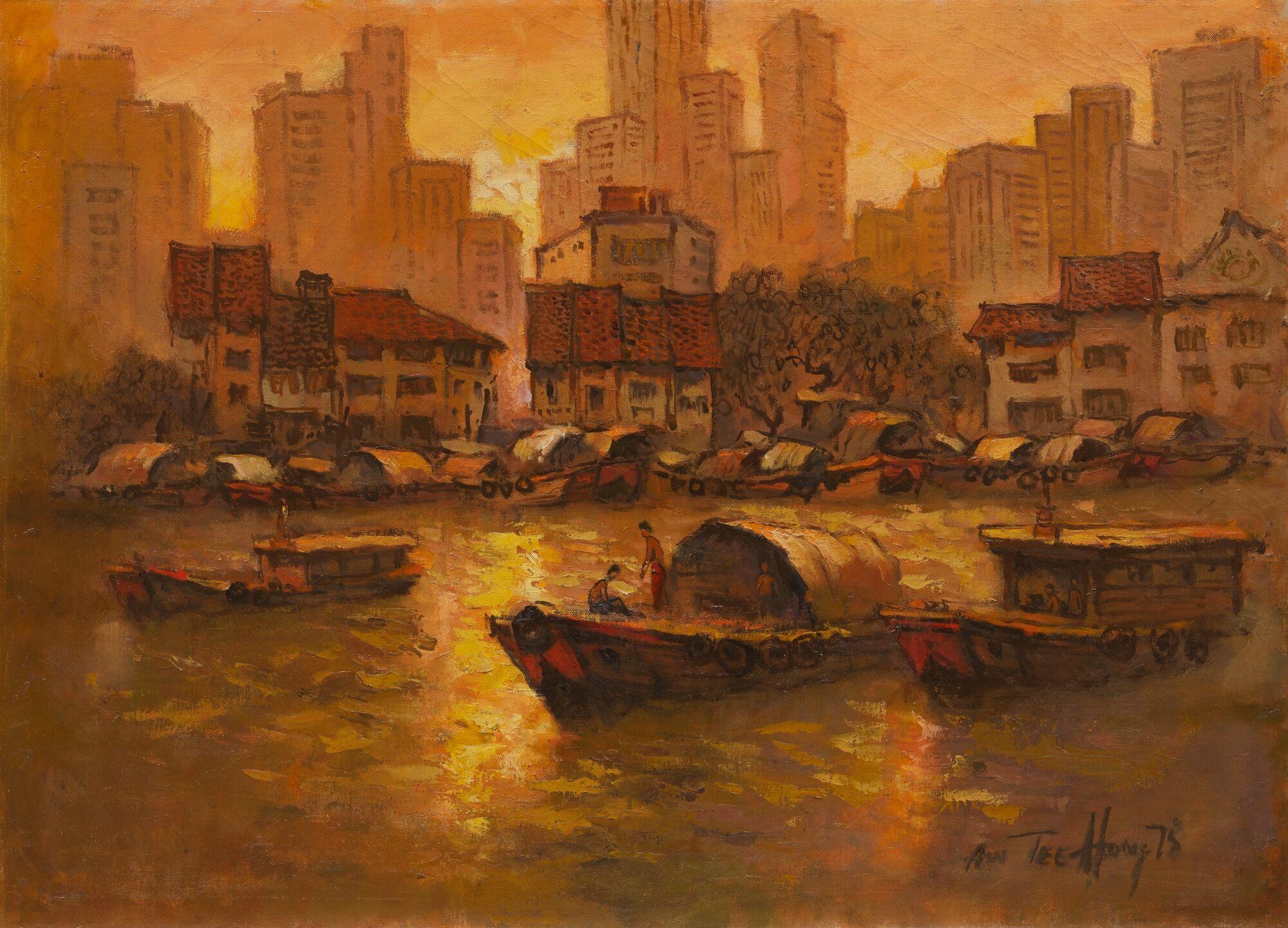 Aw Tee Hong - Singapore River Scene