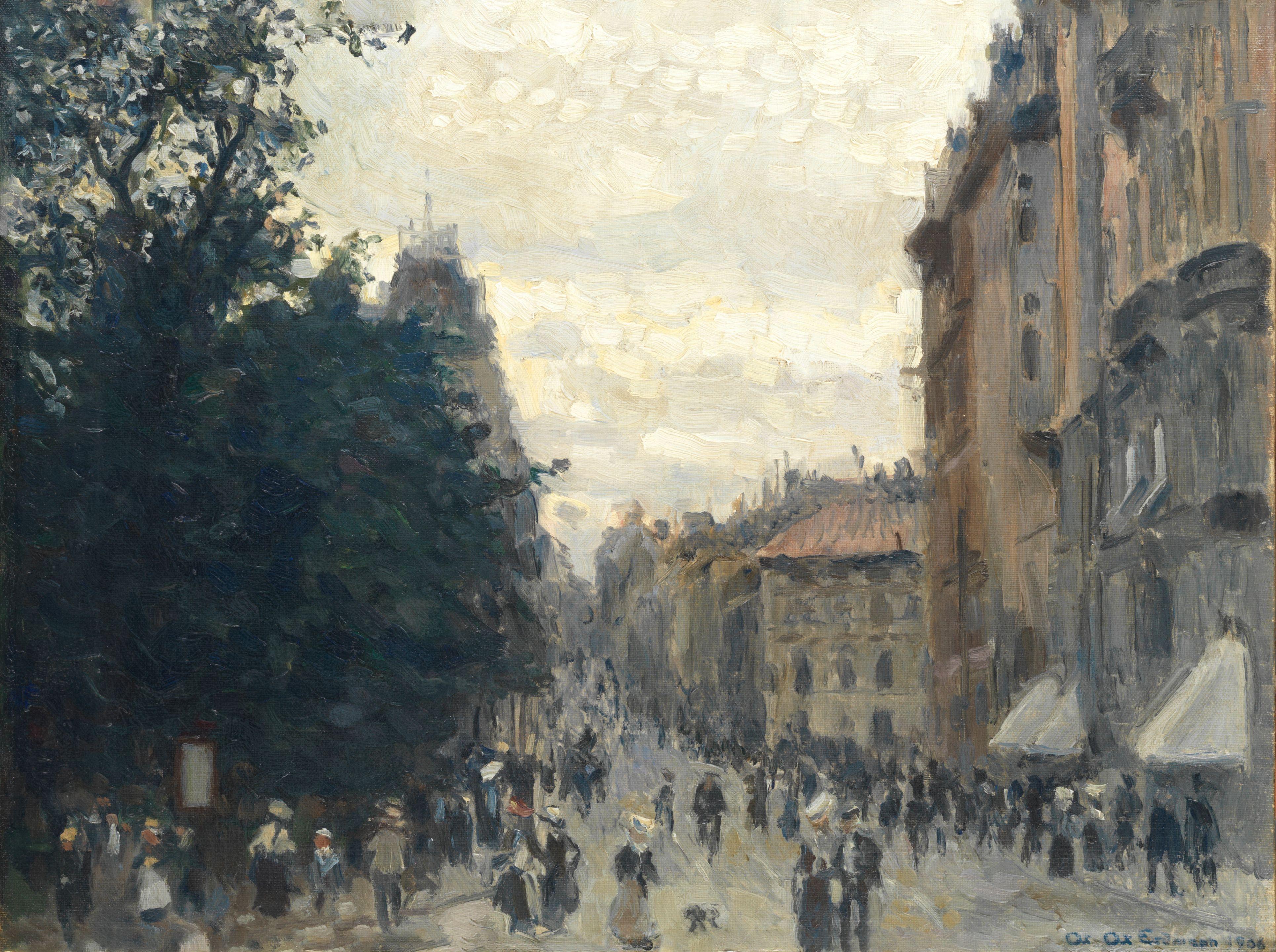 Axel Erdmann - A view of a busy street, probably Stockholm