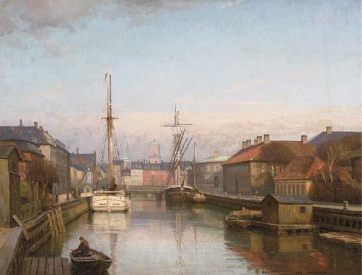 Axel Johansen - Vessels at a Danish port