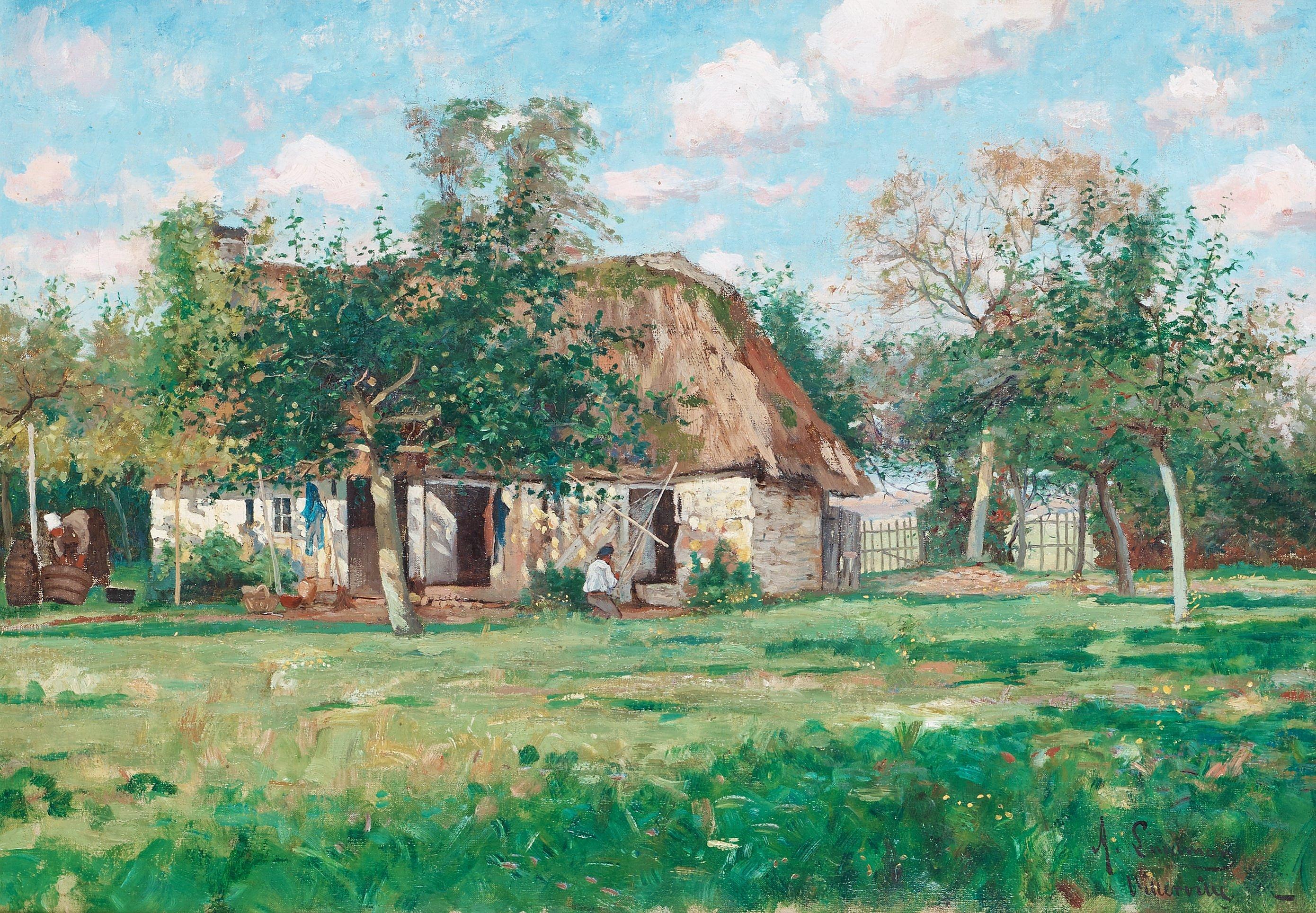 Axel Lindman - Farmhouse in Normandy, scene from Villerville