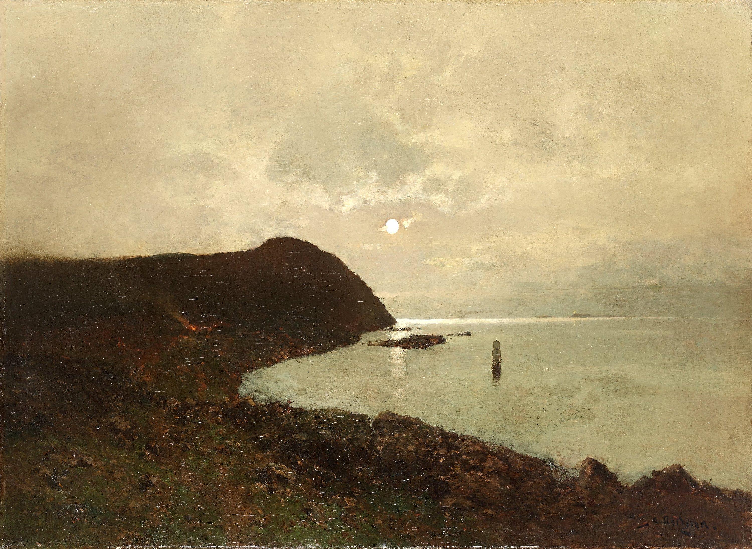 Axel Nordgren - Moonlit coastal scene from Bohuslän