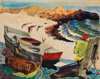 Axel Olson - Fishing boat on the shore