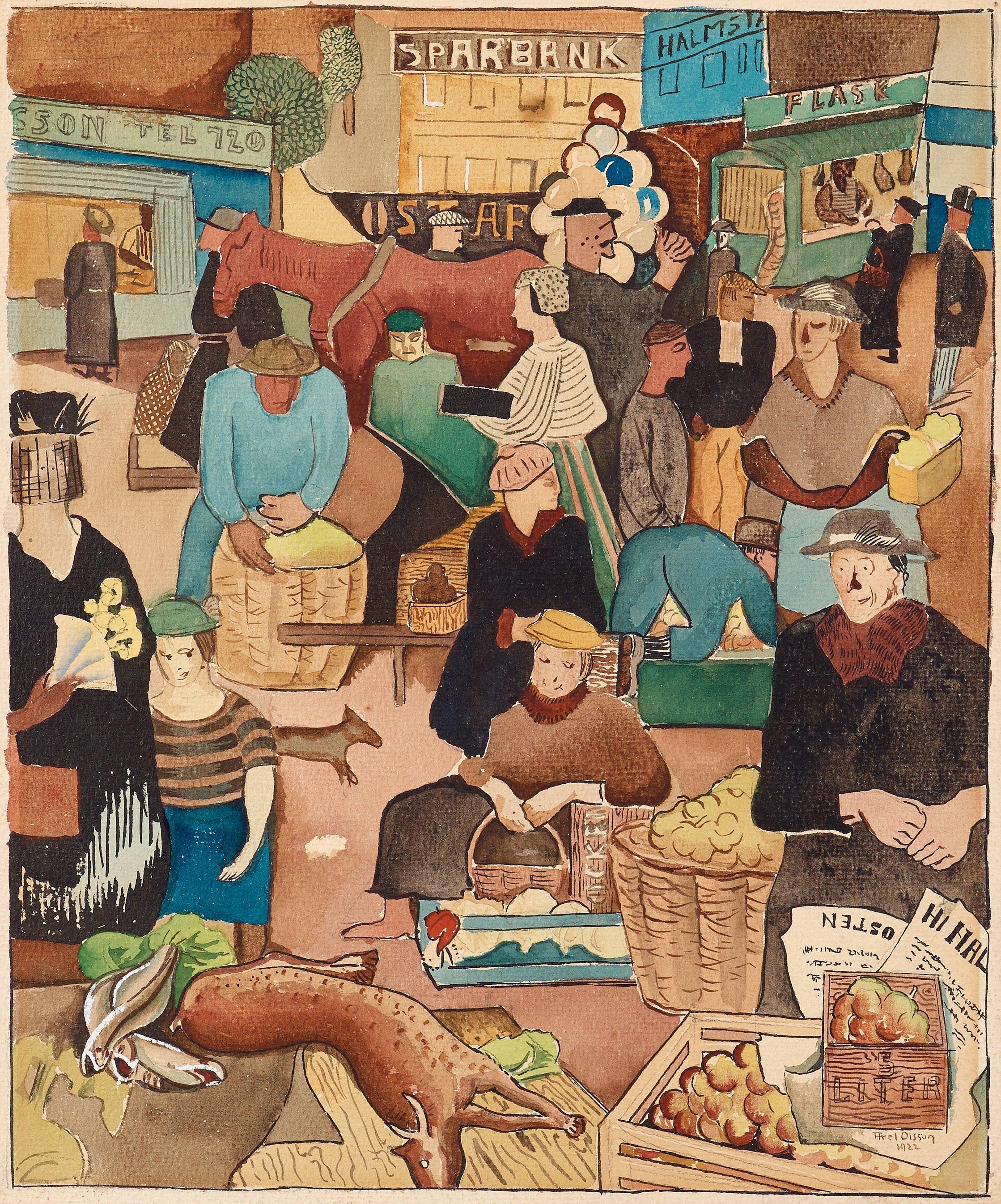 Axel Olson - Market scene, Halmstad