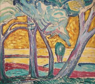 Axel Törneman - Illuminated landscape with trees