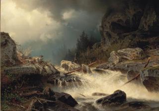 Axel Willhelm Nordgren - An Eagle At A Mountain Torrent