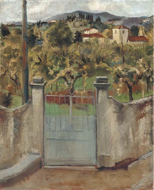 B. M. Bacci - A Gateway With Olive Trees And A Villa Beyond; With A Study of A Lady To The Reverse