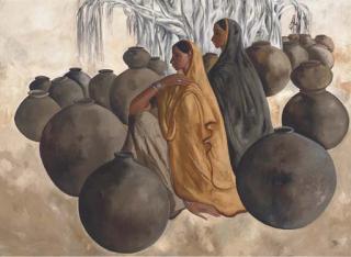 B. Prabha - Two Young Women With Water Pots