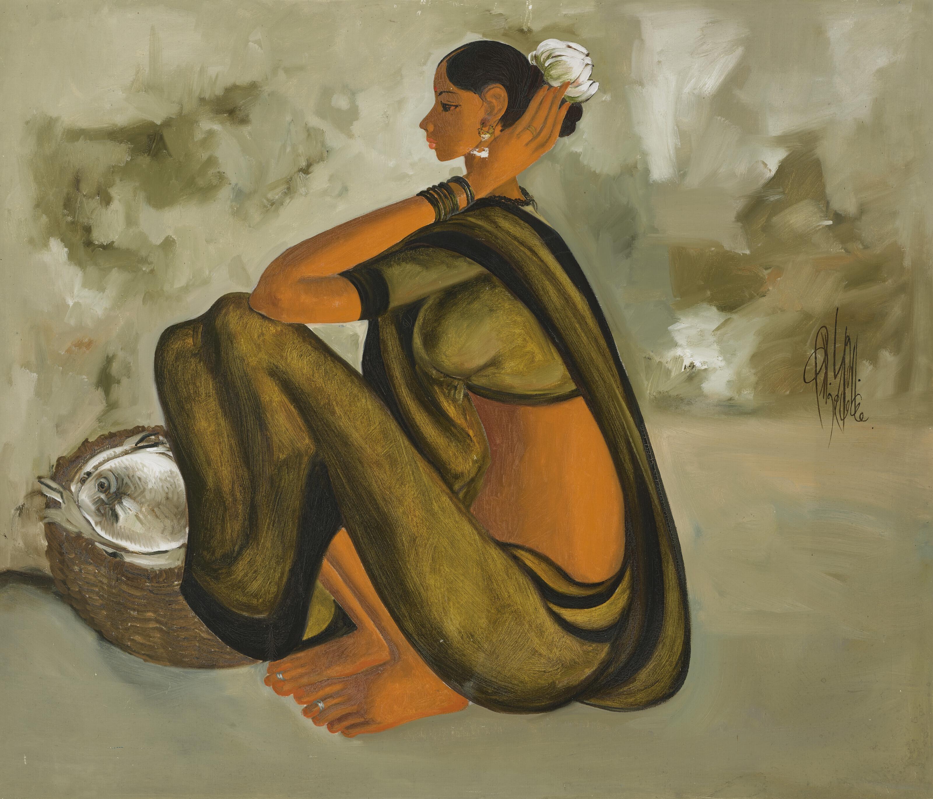B. Prabha - Untitled (Fish Seller)
