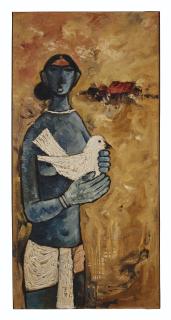 B. Prabha - Untitled (Girl With Dove)
