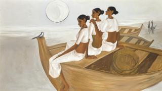 B. Prabha - Untitled (Three Ladies In A Boat)