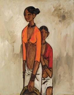 B. Prabha - Untitled (Two Standing Girls)