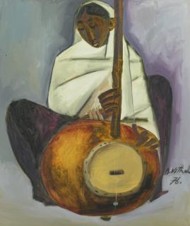 B. Vithal - Portrait Of A Woman Playing A Dotara