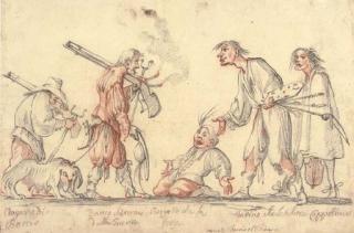 Baccio Del Bianco - Caricature of the artist returning from the wars to be greeted by the painter Francesco Furini (1604-1645)