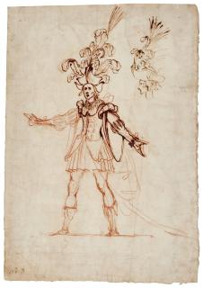 Baccio del Bianco - Design For A Festival Costume, With A Subsidiary Study, Upper Right, Of A Head In Profile To The Left