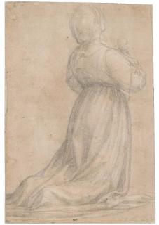Baccio Della Porta - A kneeling woman praying, in profile to the right