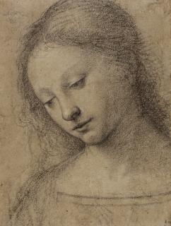 Baccio della Porta - Head of a Young Woman, looking down to the left