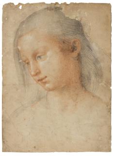 Baccio Della Porta - Study of a female head looking to the left