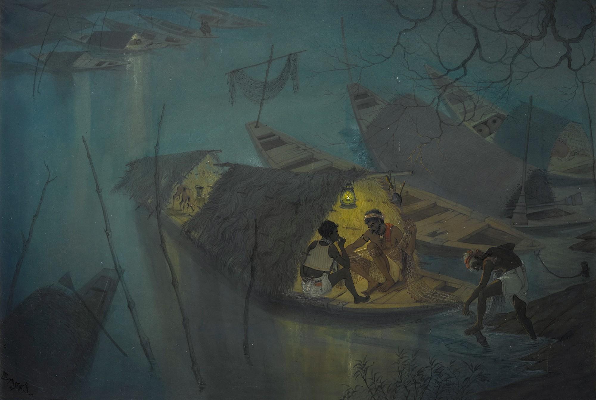 Badri Nath Arya - Untitled (Mending the Nets)