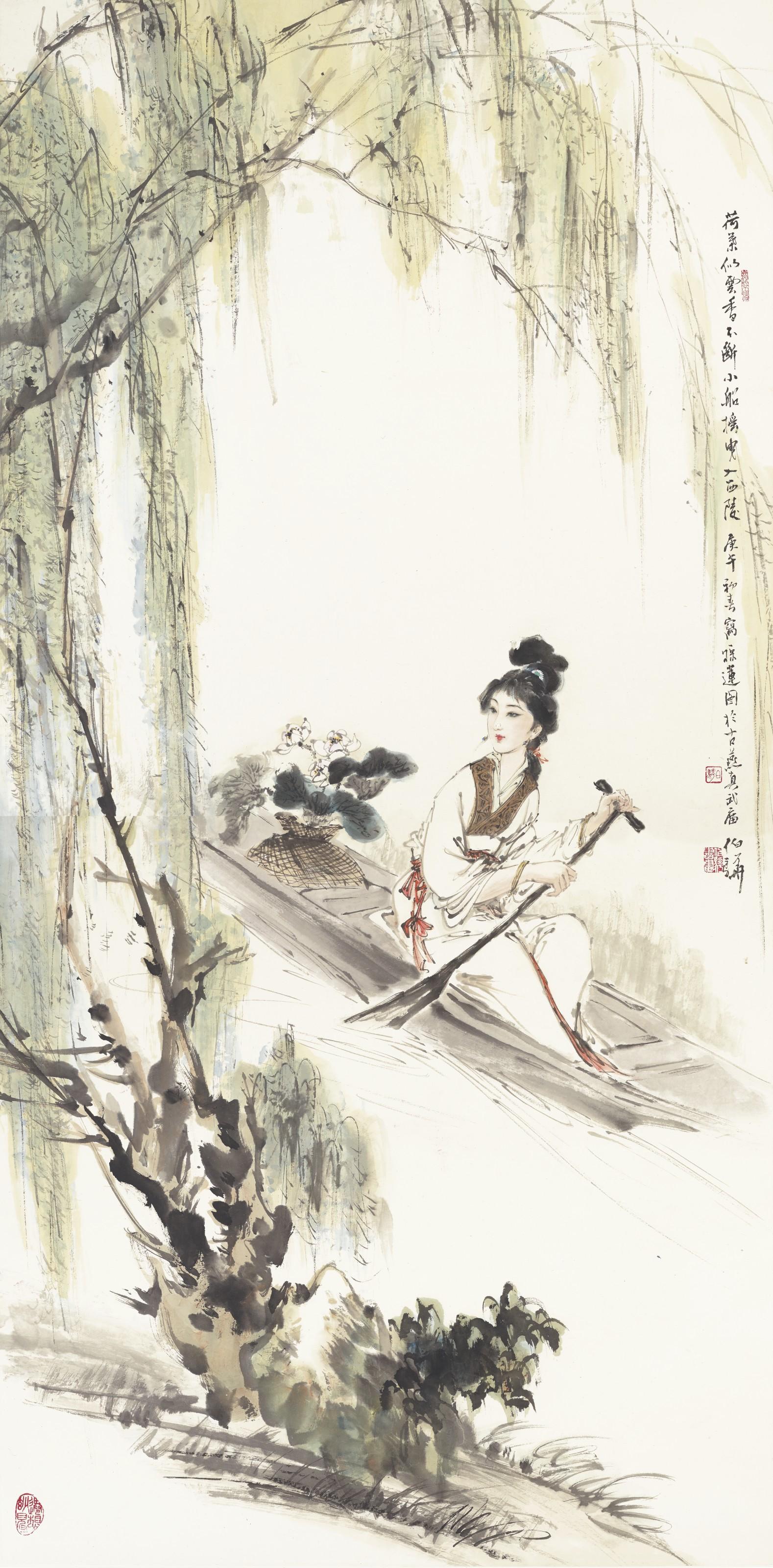 Bai Bohua - Lady in Boat