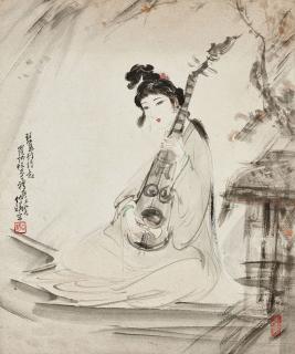 Bai Bohua - Lady Playing Pipa, 1997