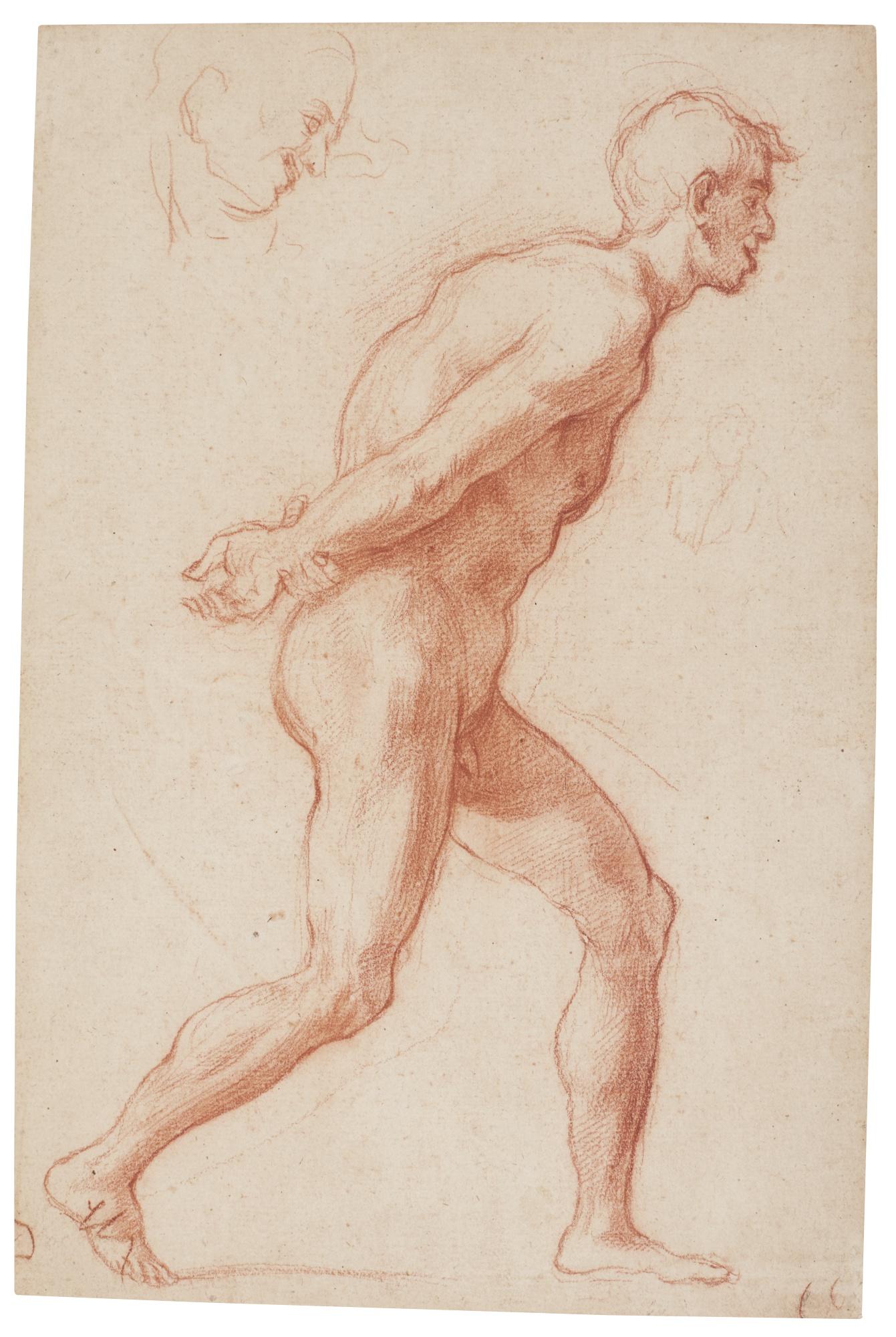 Baldassare Franceschini - Recto: Study Of A Prisoner And Study Of A Head Verso: Academy Study Of Two Male Figures, One Lying Down