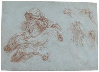 Baldassare Franceschini - Recto:  Study Of The Head Of A Veiled Woman And Separate Studies Of Hands Holding Drapery Verso:  Studies Of Arms And A Hand