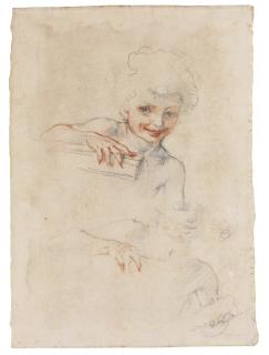 Baldassare Franceschini - Recto: Two Studies Of A Grinning Boy Holding A Box Verso: Three Studies Of A Left Hand