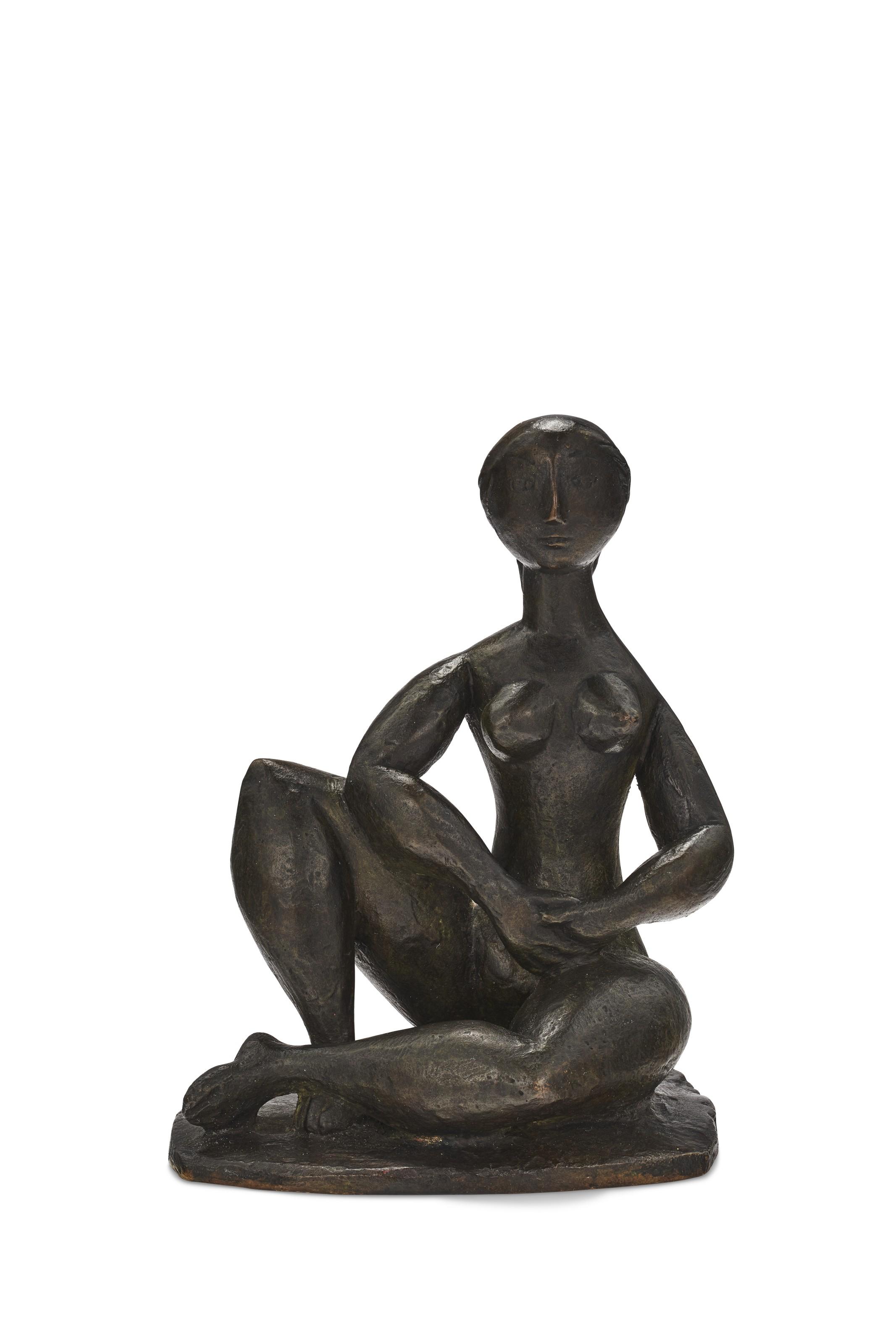 Baltasar Lobo - Femme Assise Par Terre Sur Socle
