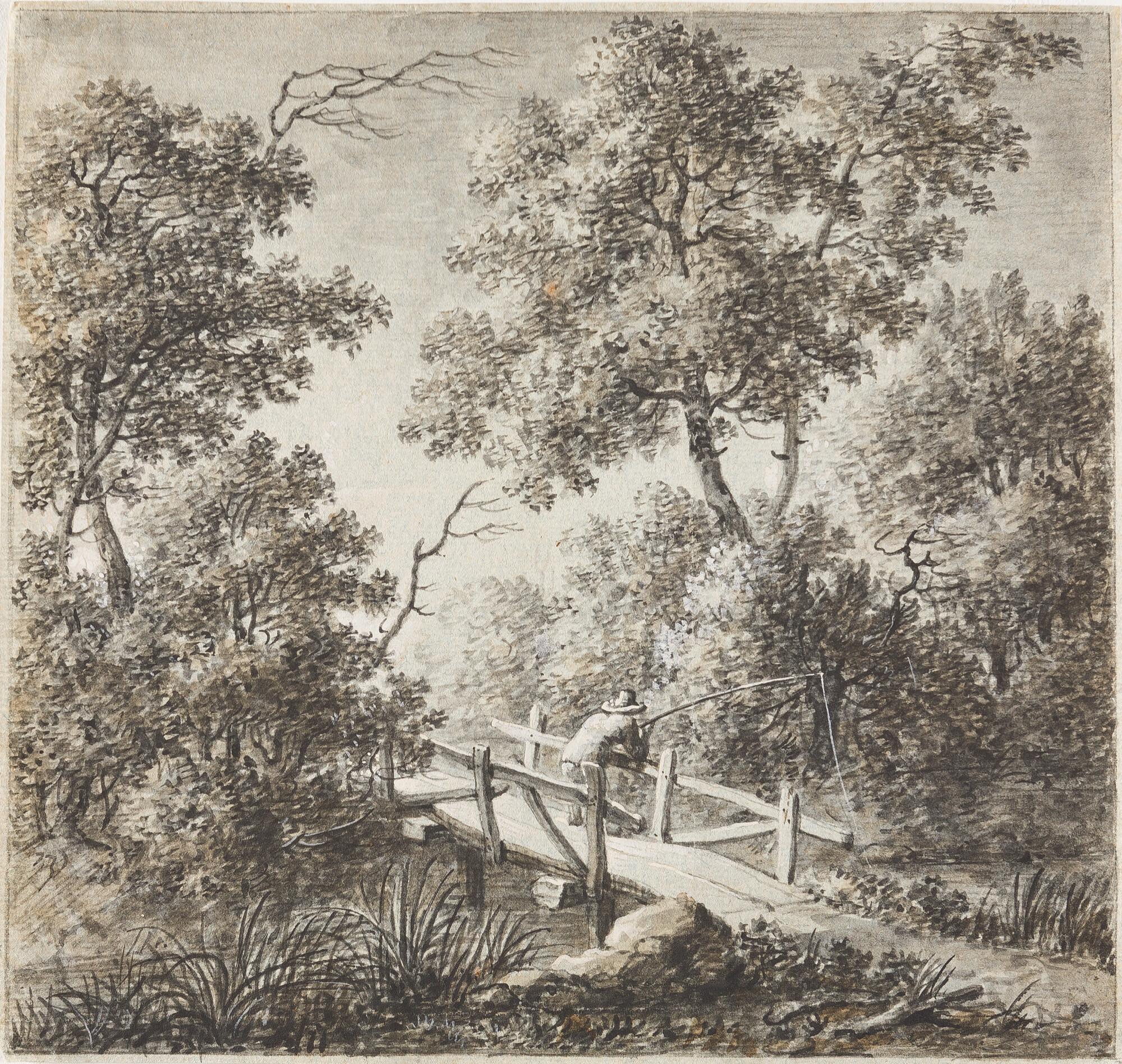 Balthasar Anton Dunker - Angler in Waldlandschaft.