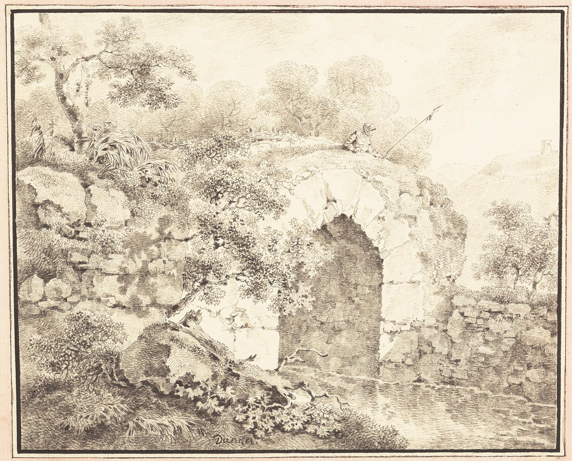 Balthasar Anton Dunker - Bachlauf mit Ruine und einem Ritter