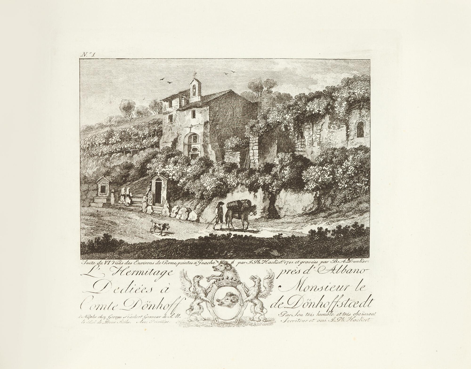 Balthasar Anton Dunker - Folge von 6 Bll.: Suite de VI Vues des Environs de Rome,