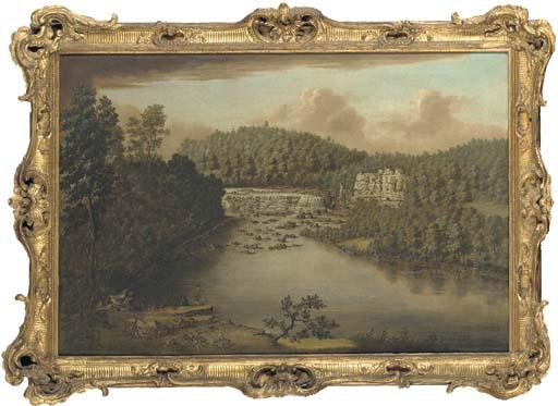 Balthasar Nebot - A View On The River Skell At Studley Royal, Yorkshire, With Figures Fishing In The Foreground