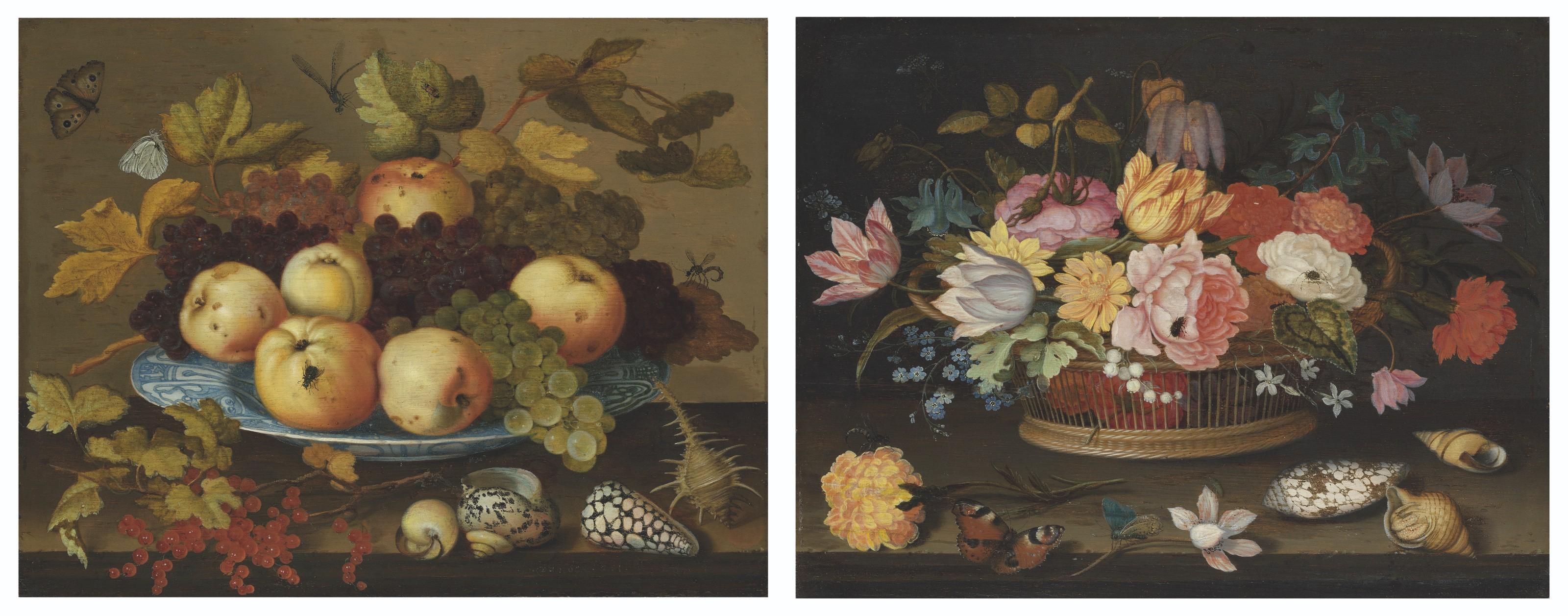 Balthasar Van Der Ast - Fruit in a wan-li porcelain dis...