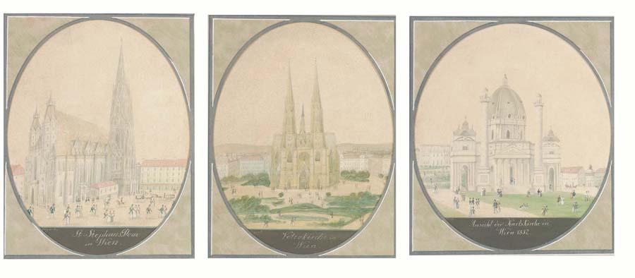 Balthasar Wigand - The Karlskirche, St Stephans, Votivkirche, Vienna; And Other Views Of Vienna