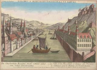 Balthazar Frederic Leizal - Vue de La Ville de Moyance; La Capitale, Et Refidence Des Dresden Vers L\'Orient; La Ville Et La Residence D\'Electeur A Coblance; And La Ville de Bonn