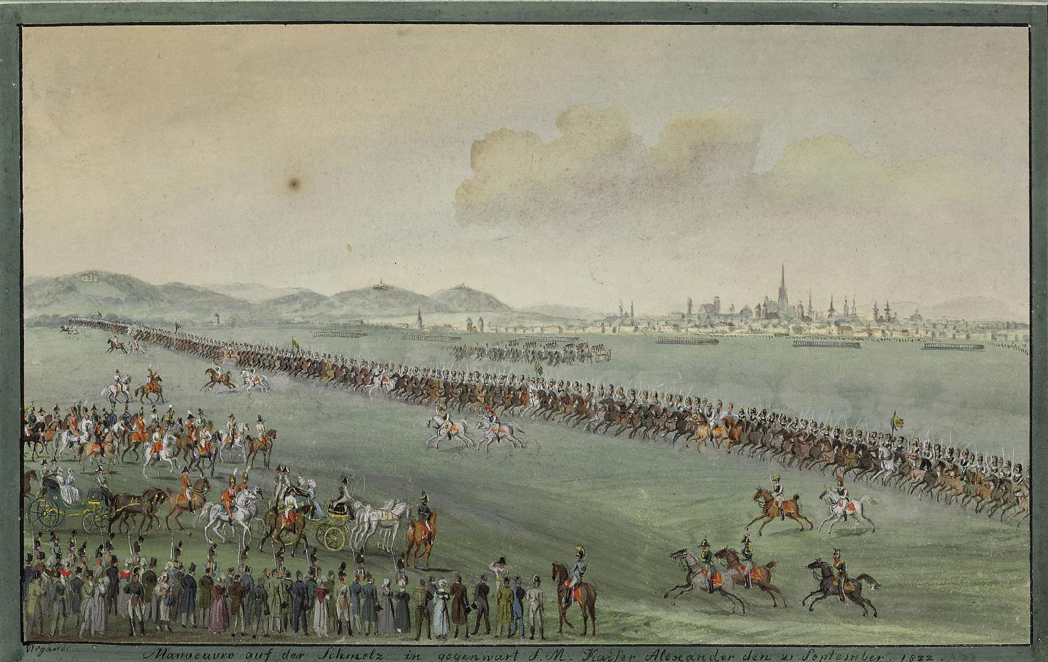 Balthazar Wigand - A military exercise in Vienna, 21 September 1822 in the presence of Tsar Alexander of Russia