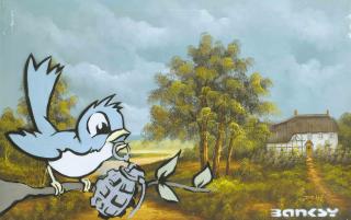 Banksy - Bird and Grenade