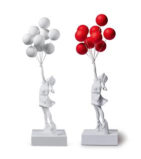 Banksy - Flying Balloon Girl  (White & Red Balloon Ver., Set Of Two Pieces) (Executed In 2019)