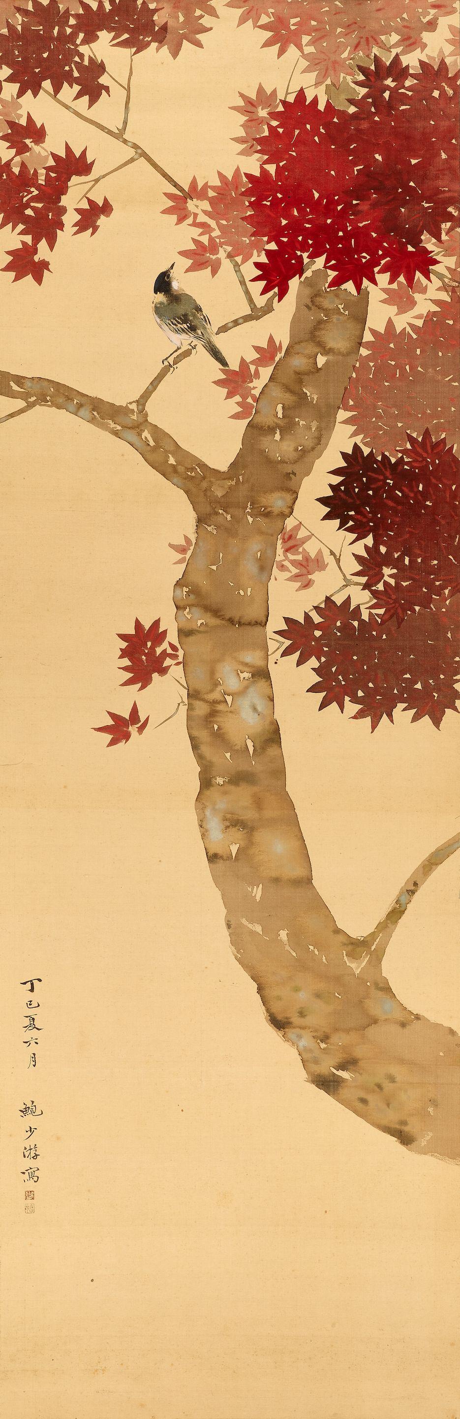 Bao Shaoyou - Bird on Maple Tree, 1977