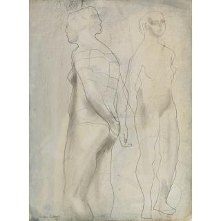 Barbara Hepworth - Two Figures (Blue Grey)
