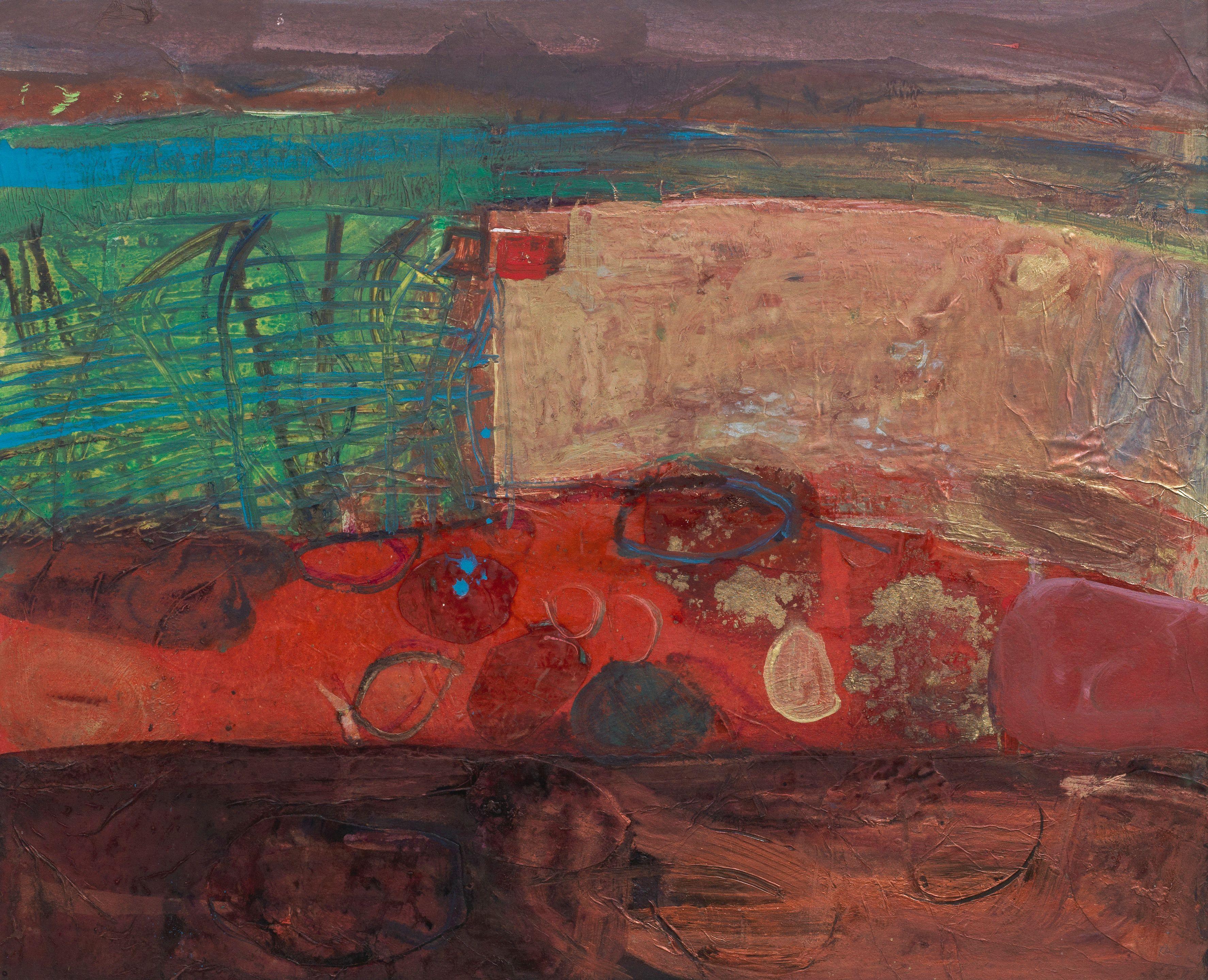 Barbara Rae C.B.E., R.A., R.S.A. - \'Ploughed fields, Volterra, October\'