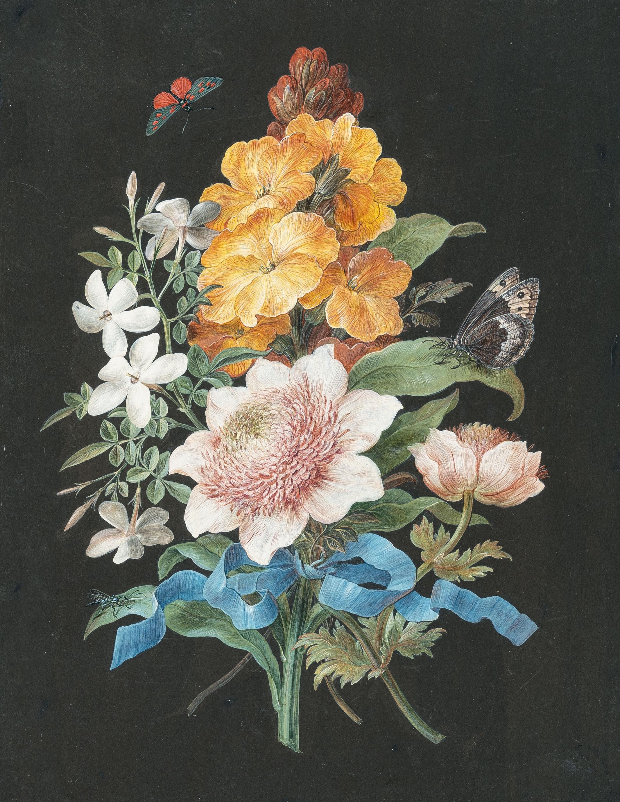 Barbara Regina Dietzsch - Blumenstrauß aus Pfingstrosen, Goldlack und Jasmin