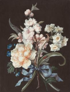 Barbara Regina Dietzsch - Blumenstrauß mit einer Raupe und einem Käfer