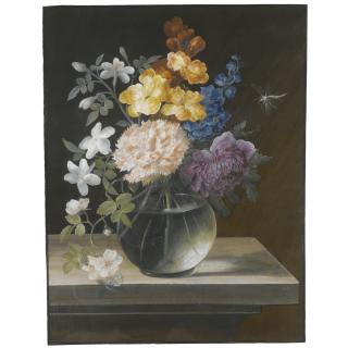 Barbara Regina Dietzsch - Still Life With A Carnation, Briar Rose And Other Flowers In A Glass Vase