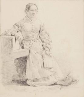 Barend Cornelis Koekkoek - A Seated Woman; And A Peasant Girl In Clogs, Wearing A Headscarf And Carrying A Bundle Of Firewood (Pl. 4)